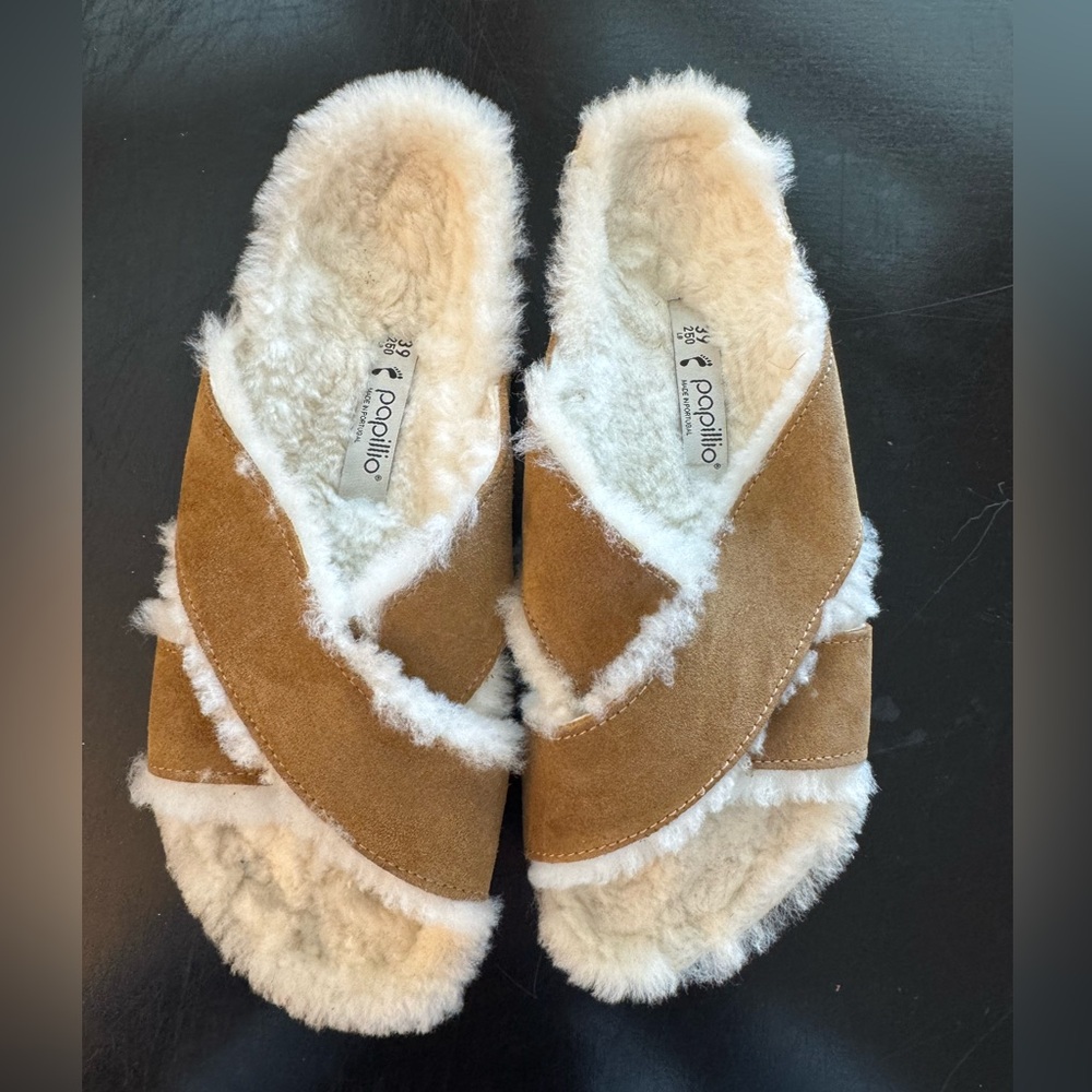 Birkenstock Sherling Papillio slip on sandals 39 new without box